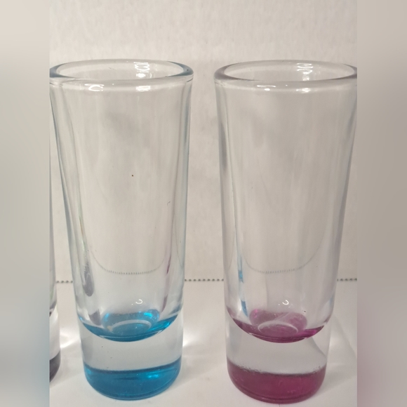 6 Crisa Heavy Bottom Colored Double Shot Glasses, Heavy Bottom Colored. - Picture 5 of 9